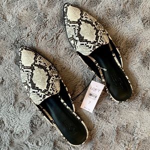 LOFT Outlet Snake Print Studded Mules Size 7 NWT